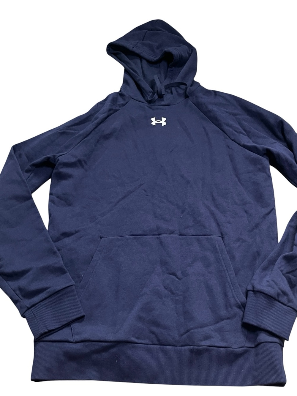 New Under Armour Mens Navy Blue Pullover Hoodie Size Small Tall ST Center Logo